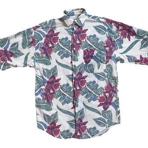 Vintage 80s IMPACT summer tropical button down shirt